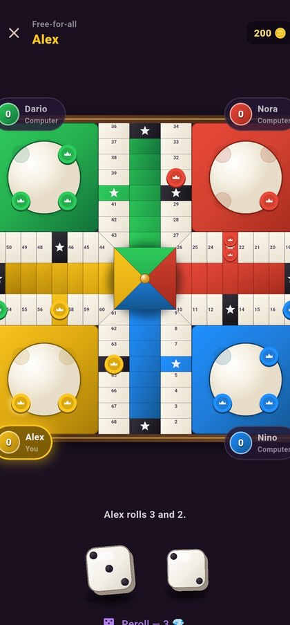 Parchís : une partie à deux dés en cours
