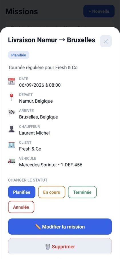 TransportPro : fiche détaillée d'une mission