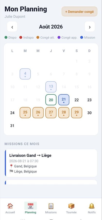 TransportPro : planning et gestion des congés
